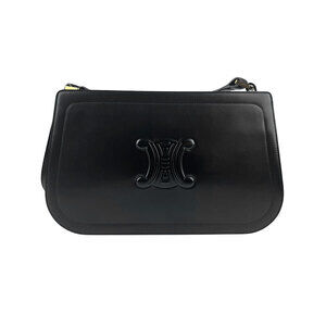 Celine shoulder bag black gold leather